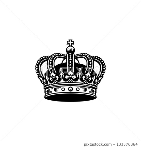 Illustration of king crown in monochrome style. Design element for logo, emblem, sign, poster, t shirt. Vector illustration Illustration of king crown in monochrome style. Design element for logo, emblem, sign, poster, t shirt. Vector illustration 133376364