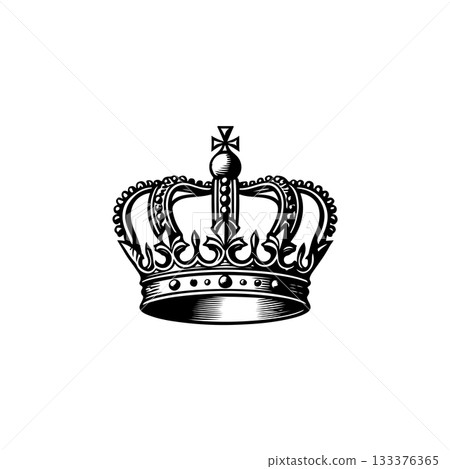 Illustration of king crown in monochrome style. Design element for logo, emblem, sign, poster, t shirt. Vector illustration Illustration of king crown in monochrome style. Design element for logo, emblem, sign, poster, t shirt. Vector illustration 133376365