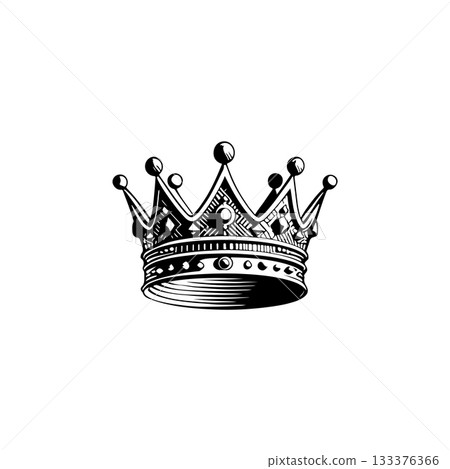 Illustration of king crown in monochrome style. Design element for logo, emblem, sign, poster, t shirt. Vector illustration Illustration of king crown in monochrome style. Design element for logo, emblem, sign, poster, t shirt. Vector illustration 133376366