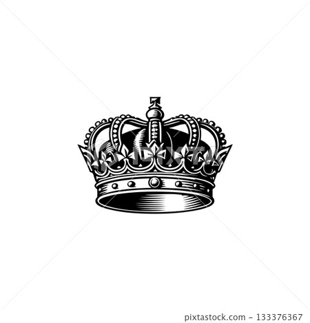 Illustration of king crown in monochrome style. Design element for logo, emblem, sign, poster, t shirt. Vector illustration Illustration of king crown in monochrome style. Design element for logo, emblem, sign, poster, t shirt. Vector illustration 133376367