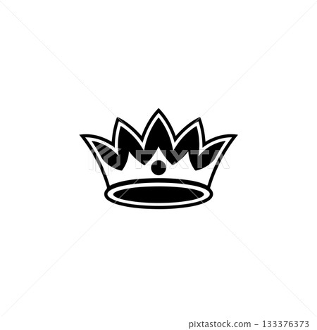 Illustration of king crown in monochrome style. Design element for logo, emblem, sign, poster, t shirt. Vector illustration 133376373