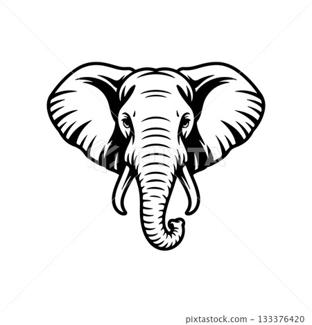 Illustration of Elephant head. Design element for logo, sign, poster, emblem. Vector illustration Illustration of Elephant head. Design element for logo, sign, poster, emblem. Vector illustration 133376420