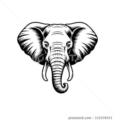 Illustration of Elephant head. Design element for logo, sign, poster, emblem. Vector illustration Illustration of Elephant head. Design element for logo, sign, poster, emblem. Vector illustration 133376451