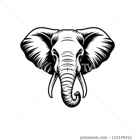 Illustration of Elephant head. Design element for logo, sign, poster, emblem. Vector illustration Illustration of Elephant head. Design element for logo, sign, poster, emblem. Vector illustration 133376452