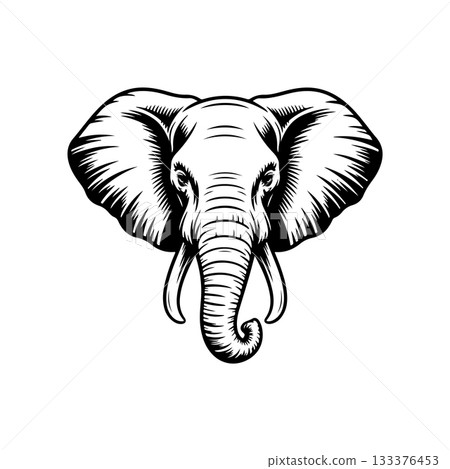 Illustration of Elephant head. Design element for logo, sign, poster, emblem. Vector illustration Illustration of Elephant head. Design element for logo, sign, poster, emblem. Vector illustration 133376453