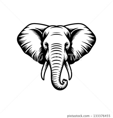 Illustration of Elephant head. Design element for logo, sign, poster, emblem. Vector illustration Illustration of Elephant head. Design element for logo, sign, poster, emblem. Vector illustration 133376455