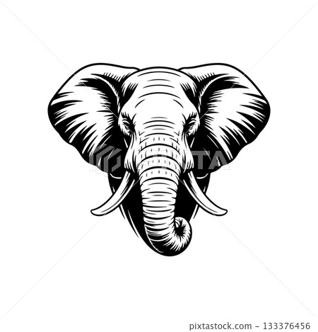 Illustration of Elephant head. Design element for logo, sign, poster, emblem. Vector illustration Illustration of Elephant head. Design element for logo, sign, poster, emblem. Vector illustration 133376456