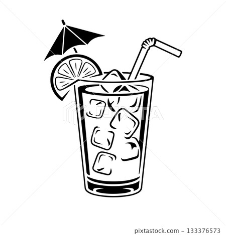 Illustration of cocktail in vintage monochrome style. Design element for logo, label, sign, poster, card, badge. Vector illustration Illustration of cocktail in vintage monochrome style. Design element for logo, label, sign, poster, card, badge. Vector illustration 133376573