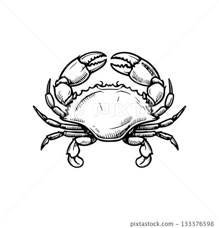 Crab icon isolated on white background. Design elements for logo, label, emblem, sign. Vector illustration 133376598