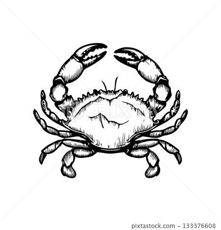 Crab icon isolated on white background. Design elements for logo, label, emblem, sign. Vector illustration 133376608