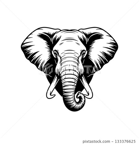 Illustration of Elephant head. Design element for logo, sign, poster, emblem. Vector illustration 133376625