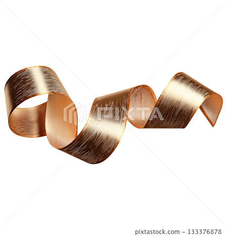 Decorative Gold Ribbon Twisted in Elegant Shape for Craft and Gift Wrapping Projects 133376878