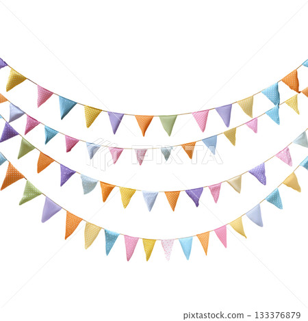 Bright and Colorful Bunting Flags Add a Cheerful Touch to Any Party or Celebration Setting 133376879