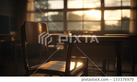 A classroom with a nostalgic Showa-era atmosphere 133376970