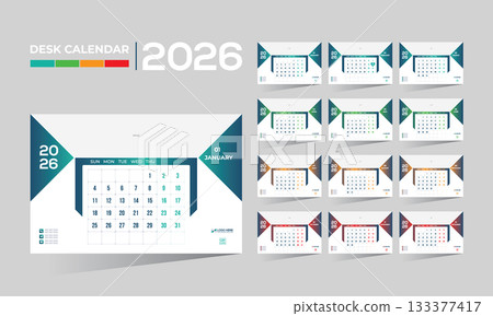 2026 desk vector calendar design 133377417