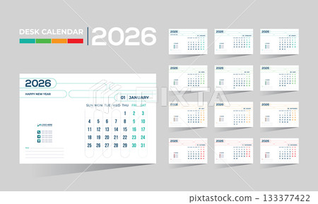 2026 desk vector calendar design 133377422