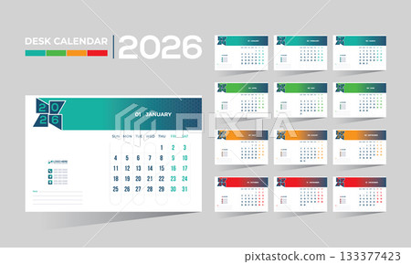 2026 desk vector calendar design 133377423