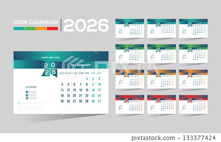 2026 desk vector calendar design 133377424