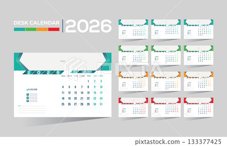 2026 desk vector calendar design 133377425