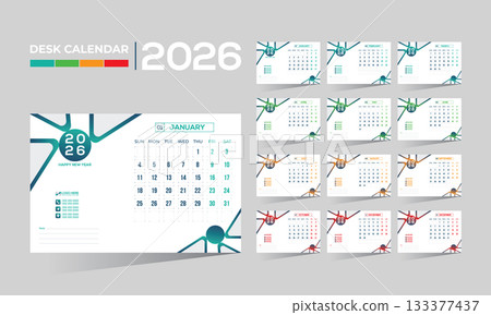 2026 desk vector calendar design 133377437