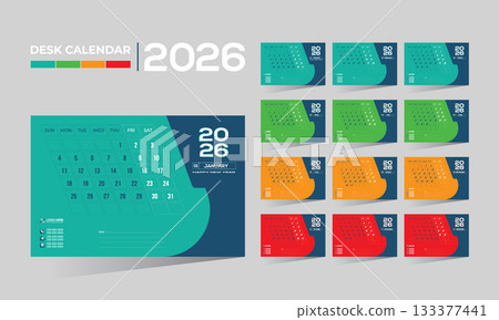 2026 desk vector calendar design 133377441