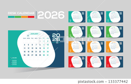 2026 desk vector calendar design 133377442