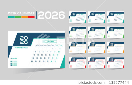 2026 desk vector calendar design 133377444
