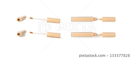 Foundation cream smear isolated. Cosmetic concealer textured swatch, skin tone cream 133377828