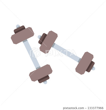 Fitness dumbbell. Sports equipment for weight training and workouts. Flat style illustration. Sports tool for strength training. 133377966