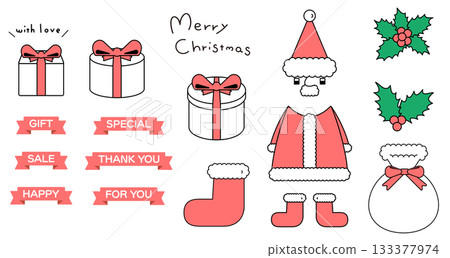 Simple and cute Santa Claus illustration set 133377974