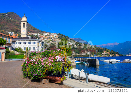 View of Cernobbio, beautiful small town on Lake Como, Lombardy, Italy View of Cernobbio, beautiful small town on Lake Como, Lombardy, Italy 133378351