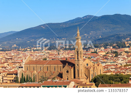 View of Basilica of Santa Croce from Piazzale Michelangelo in Florence, Italy View of Basilica of Santa Croce from Piazzale Michelangelo in Florence, Italy 133378357