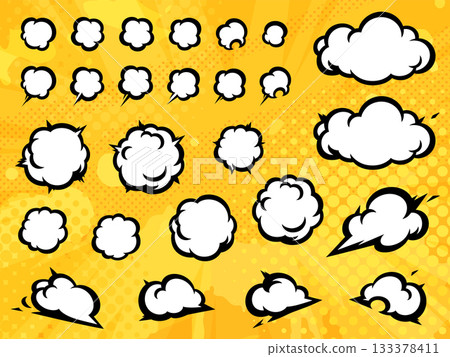 American comic style smoke illustration material set 133378411