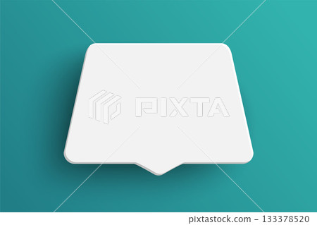 White trapezoid speech bubble on green background White trapezoid speech bubble on green background 133378520