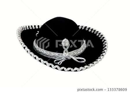 Mexican hat black on white isolated background Mexican hat black on white isolated background 133378609