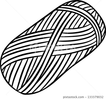 Traditional yarn skein for knitting depicted as a simple black and white doodle icon. Sketch style illustration of wool thread for craft projects and knitting accessories Traditional yarn skein for knitting depicted as a simple black and white doodle icon. Sketch style illustration of wool thread for craft projects and knitting accessories 133379032