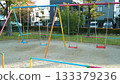 Swings in residential playgrounds in Japan 133379236