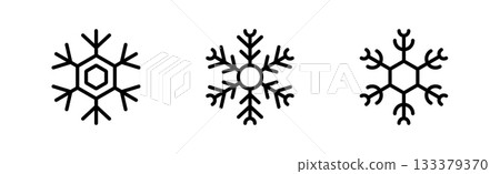 Black snowflakes. Minimal vector winter clipart set for festive Christmas and cold seasonal design projects Black snowflakes. Minimal vector winter clipart set for festive Christmas and cold seasonal design projects 133379370
