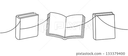 Minimalist line drawing of an books in a one line Minimalist line drawing of an books in a one line 133379400