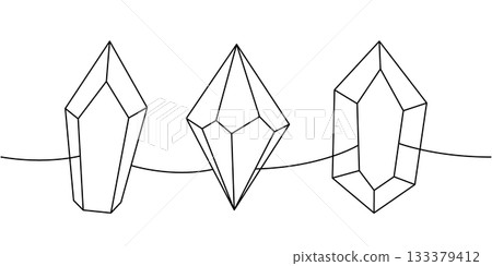 Luxury crystals one line continuous drawing. Magical stones. Vector illustration Luxury crystals one line continuous drawing. Magical stones. Vector illustration 133379412