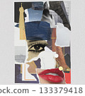 Abstract various colorful torn paper background with various images 133379418