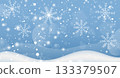 White falling snow, big snowdrifts, different snowflakes, festive Christmas background 133379507