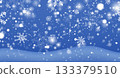 White falling snow, big snowdrifts, different snowflakes, festive Christmas background 133379510