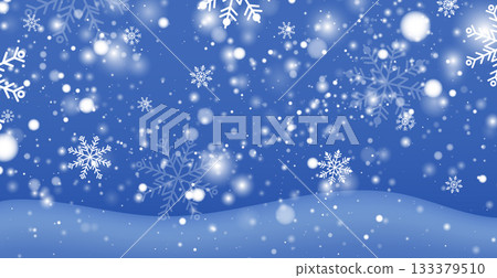 White falling snow, big snowdrifts, different snowflakes, festive Christmas background 133379510