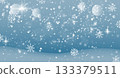 White falling snow, big snowdrifts, different snowflakes, festive Christmas background 133379511