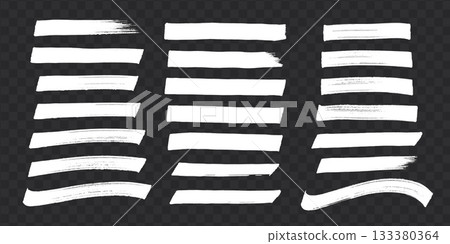 Set of white grunge paint brush strokes on transparent background. Set of white grunge paint brush strokes on transparent background. 133380364