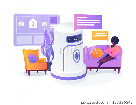 Interactive Home Concierge abstract concept vector illustration. Interactive Home Concierge abstract concept vector illustration. 133380545