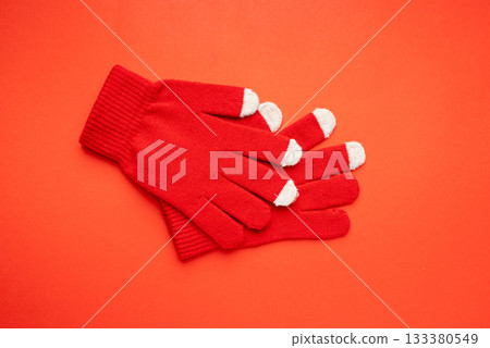 Winter Gloves, Touchscreen Wool Glove, Touch Screen Knitted Mittens, Warm Red Gloves on Red Winter Gloves, Touchscreen Wool Glove, Touch Screen Knitted Mittens, Warm Red Gloves on Red 133380549