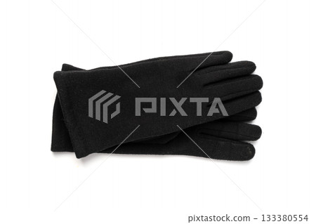 Winter Gloves Isolated, Touchscreen Wool Glove, Touch Screen Knitted Mittens, Warm Red Gloves 133380554