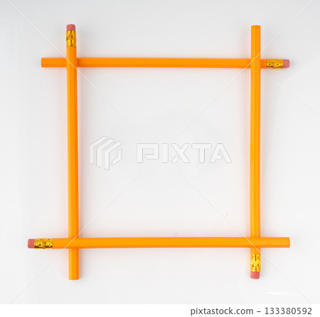 Pencils with a rubber isolated. Unsharpened yellow wooden graphite pencils Pencils with a rubber isolated. Unsharpened yellow wooden graphite pencils 133380592